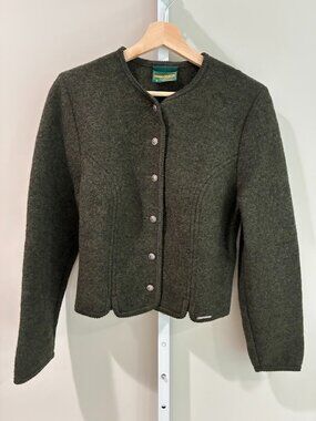 GEIGER Collections Boiled Wool Jacket Green Austrian Trachten Cardigan Sz 38 S